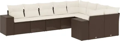 Produktbild von 9-tlg. Garten-Sofagarnitur mit Kissen Braun Poly Rattan