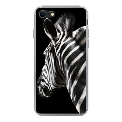 Produktbild von MuchoWow® Handyhülle Schutzhülle Hülle für iPhone 7 Zebra - Tier - Schwarz - Porträt Silikon Softcase Handy Hülle - Kartenhalter