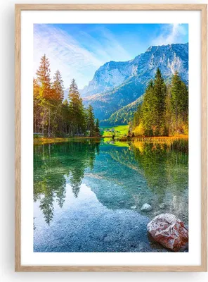 Produktbild von Gerahmtes Poster - Rahmen in heller Eiche - Landschaft Berge Morgendämmerung - 50x70 cm - Wand Bild - Wanddeko - Wandbilder - Kunstposter - Wandposter - Bilderrahmen - Bilder - P2NPA50x70-4456