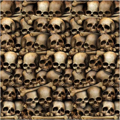 Produktbild von Skelett Totenschädel Katakomben Halloween Wand-Deko-Folie beige-braun1,2x9,1m -