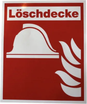 Produktbild von Aufkleber Löschdecke 15x18cm ISO7010 mit Text "Löschdecke"