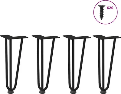Produktbild von vidaXL Haarnadelbeine für Couchtisch 4 Stk. Schwarz 30 cm Massivstahl