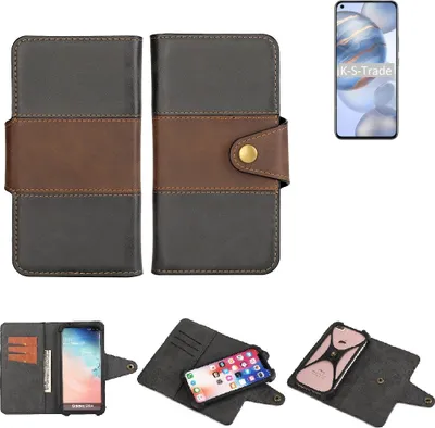 Produktbild von K-S-Trade Handyhülle Schutzhülle Hülle Bookstyle Wallet-Case kompatibel mit Huawei Honor 30 Bumper Rundumschutz schwarz-braun 1x
