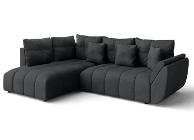 Image de AX LIVING Canapé avec fonction lit canapé d'angle gris foncé Corleone