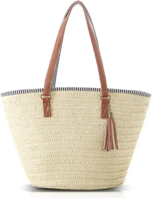 Boho UmhÃ¤ngetasche Damen Geflochten Stroh Handtasche Sommer