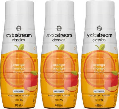 Zdjęcie produktu dla Sodastream Orange Mango Syrop 3x440ml bez cukru z witaminami