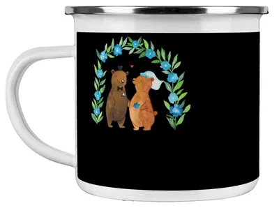 Produktbild von Mr. & Mrs. Panda Teebecher Henna-Abend Magie - Schwarz - Geschenk, Pott, magischer Abend, becher emaille, Heirat, Tasse, Zusammenhalt, Geschenke, Henna, Teetasse, Liebe