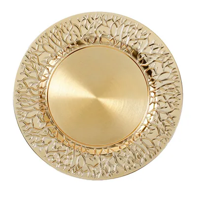 Produktbild von Dekoteller 33cm Kunststoff Zweige - Gold metallic