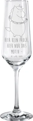 Produktbild von Mr. & Mrs. Panda Glas Einhorn Dankeschön - Transparent - Geschenk, Unicorn, Einhörner, Danksagung, Vielen Dank, Danke, Sektglas, graviert, Sektflöte, Champagnerglas