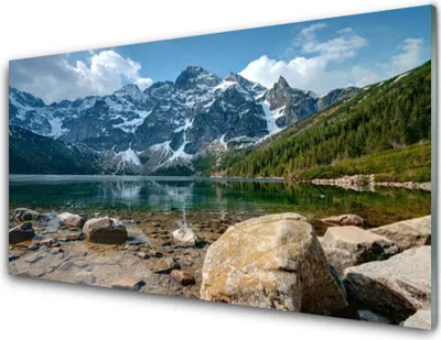 Produktbild von Acrylglasbilder 100x50 Wandbild Druck Gebirge See Steine Landschaft