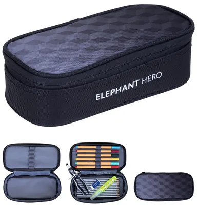 Produktbild von Mäppchen Jungen Federmäppchen Kinder Schule Uni Box Schüleretui Stiftebox Etui Tasche Elephant Hero Signature 12866 Black Cube