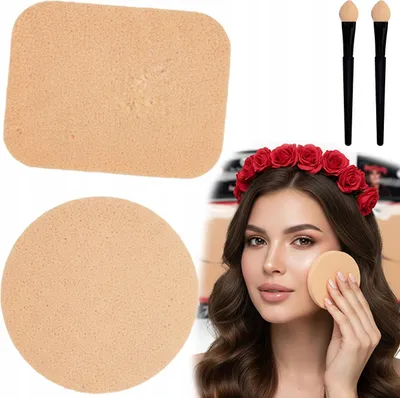 Produktbild von Make-up Schwamm-Set: Runde & Quadratische Schwämme + 2 Applikatoren