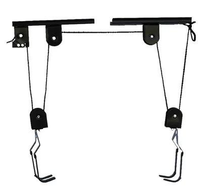 Produktbild von Fahrradlift - Deckenmontage Fahrradaufzug - Seilzugsystem für Garage - Für 1 Fahrrad - Robuste Stahlkonstruktion - Schwarz