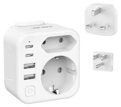Zdjęcie produktu dla Adapter podróżny z gniazdem Schuko i 2 portami USB