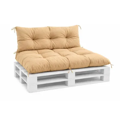 Produktbild von VBChome Palettenkissen 120x80 120x40 cm für Europaletten Möbel Palettenauflage Garten Balkon 12 Farben mit Schaumstoffflocken Füllung Beige 2-TLG Set