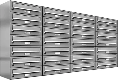 Produktbild von 28er V2A Edelstahl Wandbriefkasten Anlage 28 Fach Briefkasten Postkasten