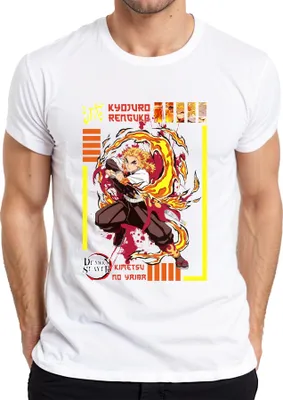 Produktbild von Kyojuro Rengoku Demon Slayer Kimetsu no Yaiba Flamme Hashira Herren T-Shirt, Weiß, L