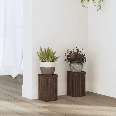 Produktbild von HOMMIE Pflanzenständer/Blumenständer - Blumenregal - 2er set - modernes Design - für Wohnzimmer/Balkon - Braun Eiche 10x10x18cm Holzwerkstoff Promotion435432 - Pflanztische