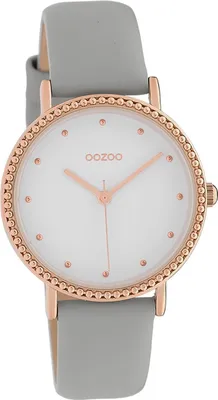 Produktbild von Oozoo Leder Damen Uhr Analog Quarzuhr Armband grau Timepieces D2UOC10420