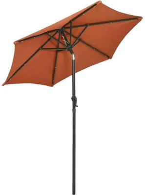 Zdjęcie produktu dla Aluminiowy parasol z oświetleniem LED – 200 x 211 cm – kolor terakota – aluminiowa rama do ogrodu, na taras i balkon