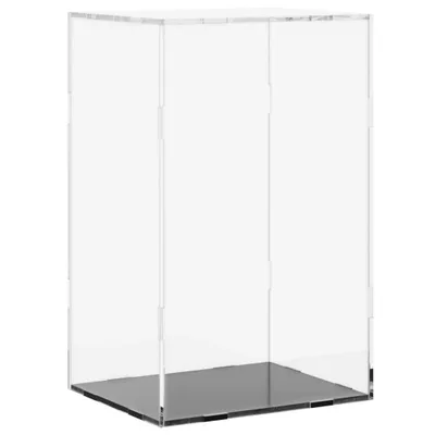A clear acrylic display box with a black base, shown against a white background.