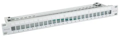 Obrázek produktu pro Rozvodná skříň INFRALAN© 19" s 24 porty – 1U, pro moduly Keystone, RAL7035