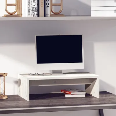 Produktbild von "2026 Promotion" Monitorständer Weiß 50x27x15 cm Massivholz Kiefer - TV-Regal CC27764