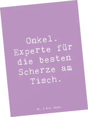 Produktbild von Mr. & Mrs. Panda Postkarte Spruch Onkel Scherzkönig - Lavendeltraum - Geschenk, Freude, Ansichtskarte, Geburtstage, Postkarten, Ansichtskarten, Grußkarte, Ersatzvater