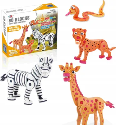 Produktbild von 3D Schaumstoffbausteine Puzzle Afrikanische Tiere 350 Teile EVA Kreativ Spielzeug Set