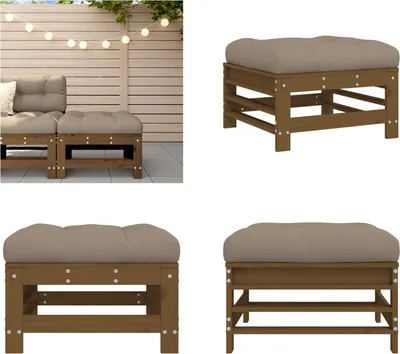 Produktbild von vidaXL Gartenhocker mit Kissen Honigbraun Massivholz Kiefer - Gartenhocker - Terrassenhocker - Outdoor Hocker - Garten Fußhocker