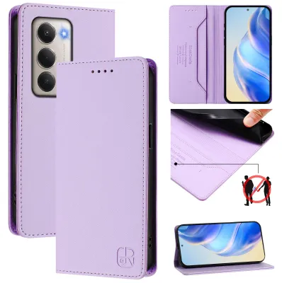 Obrázek produktu pro Kožené pouzdro pro Xiaomi Redmi 15 5G/4G, flipové pouzdro s přihrádkami na karty, peněženkou a stojánkem Fialový