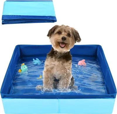 Immagine prodotto di Piscina pieghevole per cani e gatti, 50 x 10 cm, blu, in PVC, ideale per giochi in acqua