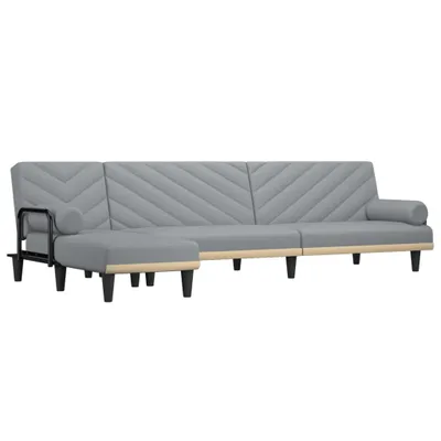 Zdjęcie produktu dla Sofa rozkładana w kształcie litery L jasnoszara 260x140x70 cm tkanina