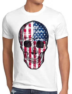 Produktbild von style3 USA Vintage Skull T-Shirt Herren US flagge totenkopf