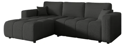 Produktbild von ZARA Ecksofa L-Form mit Schlaffunktion und Bettkasten, Boucle Dunkelgrau