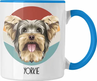 Produktbild von Trendation - Yorkie Besitzer Tasse Geschenk Lustiger Spruch Geschenkidee Yorkie Mama Papa (Blau)