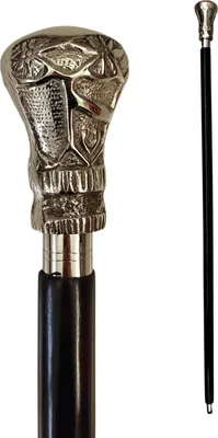 Produktbild von Ornament Spazierstock aus Holz mit silbernem Griff aus Metall