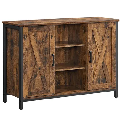 Produktbild von Sideboard – Aufbewahrungsschrank – 2 Türen – 2 offene Fächer – Industriell – Braun – Schwarz – 100 x 35 x 70 cm