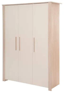 Produktbild von roba Kinderkleiderschrank 3-türig Momo - Schrank für Baby- & Kinderzimmer mit hochwertigen Massivholzgriffen- Holz cashmere lackiert / Holzdekor