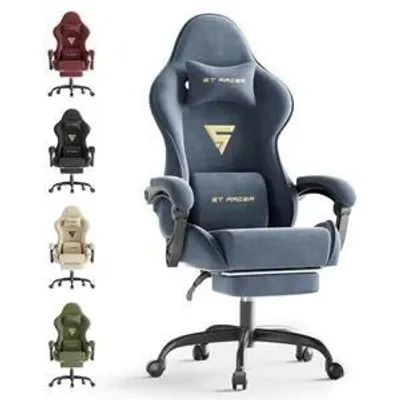 Produktbild von Gaming-Stuhl PC Stuhl,Gaming Sessel,mit Kopfstütze,Lumbarstütze,Fußstütze (Ergonomischer Gaming-Stuhl,90°–135° Neigung)