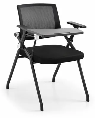 Produktbild von Ergonomischer Seminarstuhl mit Mesh-Rückenlehne und klappbarem Tablet