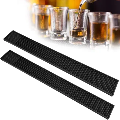 Productafbeelding van Barmat - Rubber - Afdruipmat - Servies - Droogmat - 8 x 60 cm - Antislip en duurzaam - Overloopmat voor koffie - Bar - Club - Keuken - Restaurants