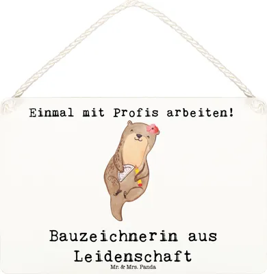 Produktbild von Mr. & Mrs. Panda Wandschild Bauzeichnerin Leidenschaft DIN A6 - Weiß - Geschenk, Schild, Deko Wandbild, kleine aufmerksamkeit, Holzschild, Türschild, holzbild