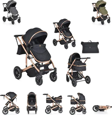 Produktbild von Moni Kombikinderwagen 2 in 1 Thira Babywanne, umbaubar, Sportsitz, Fußabdeckung schwarz