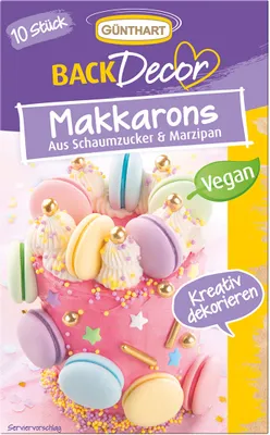 Produktbild von Günthart Makkarons Bunt aus Schaumzucker und Marzipan 25g