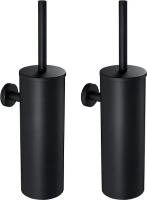 Produktbild von 2 pcs Auralum Edelstahl Toilettenbürste WC-Bürstenhalter Garnitur Wandhalter Bürste Klobürste mit Wandbefestigung, Schwarz