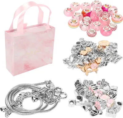 Immagine prodotto di Kit per la creazione di braccialetti Ciondolo di base squisito Grandi perle colorate Set di gioielli fai da te Rosa
