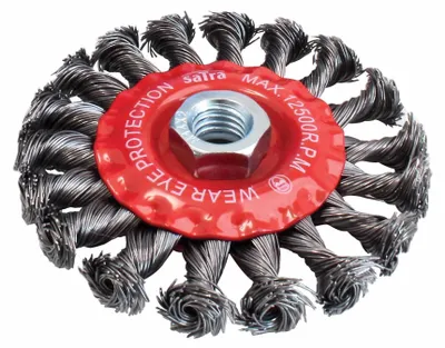 Obrázok produktu pre Vrkočová drôtená kefa - kotúč 100mm, kefa 18mm, Satra