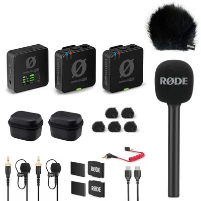 Zdjęcie produktu dla Zestaw mikrofonowy Rode Wireless Pro z adapterem ręcznym i osłoną przeciwwietrzną
