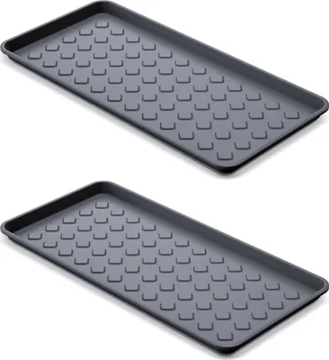Produktbild von Garronda Schuhabstropfschale Schuhablage Abtrofschale für Schuhe 72 x 35 cm PVC Schuhabtropfmatte Schuhabstreifer GD-0052 (Schwarz, 2 Stück)